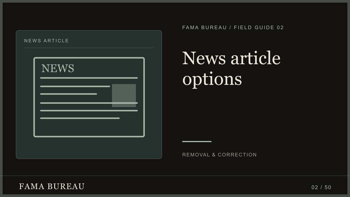 News article options: Publisher, Search engine, Public record