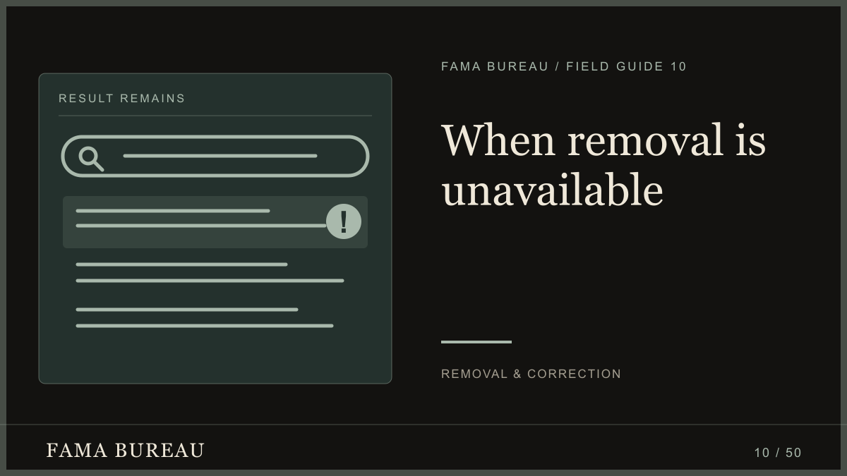 When removal is unavailable: Assess accuracy, Add context, Build substance
