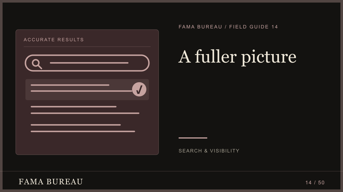 A fuller picture: Define facts, Publish sources, Review visibility