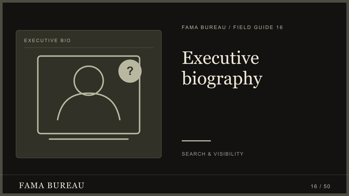Executive biography: Name & role, Verifiable work, Clear links