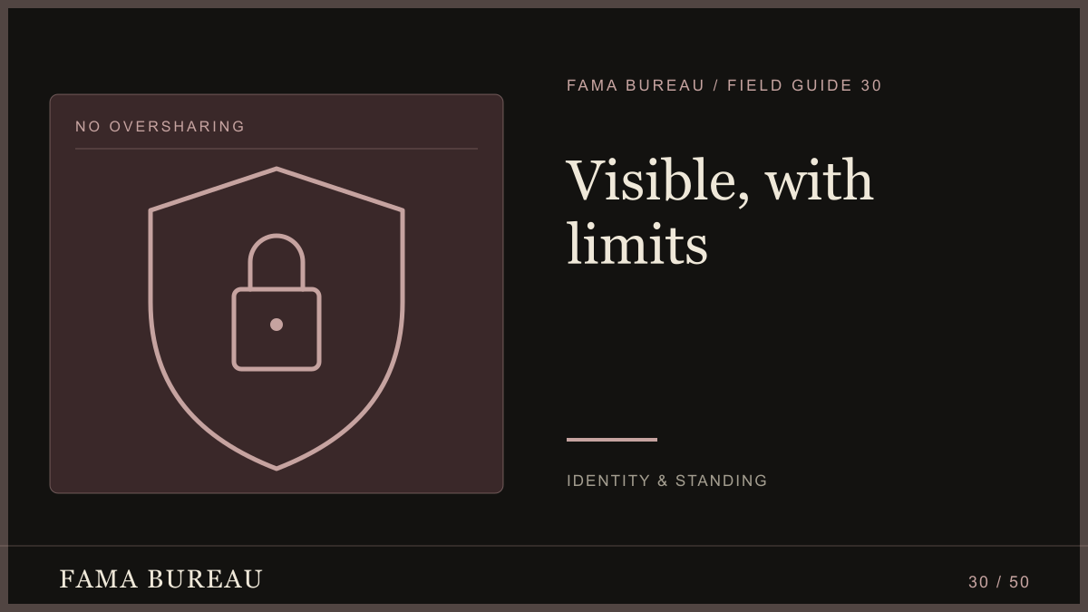 Visible, with limits: Public facts, Private details, Review
