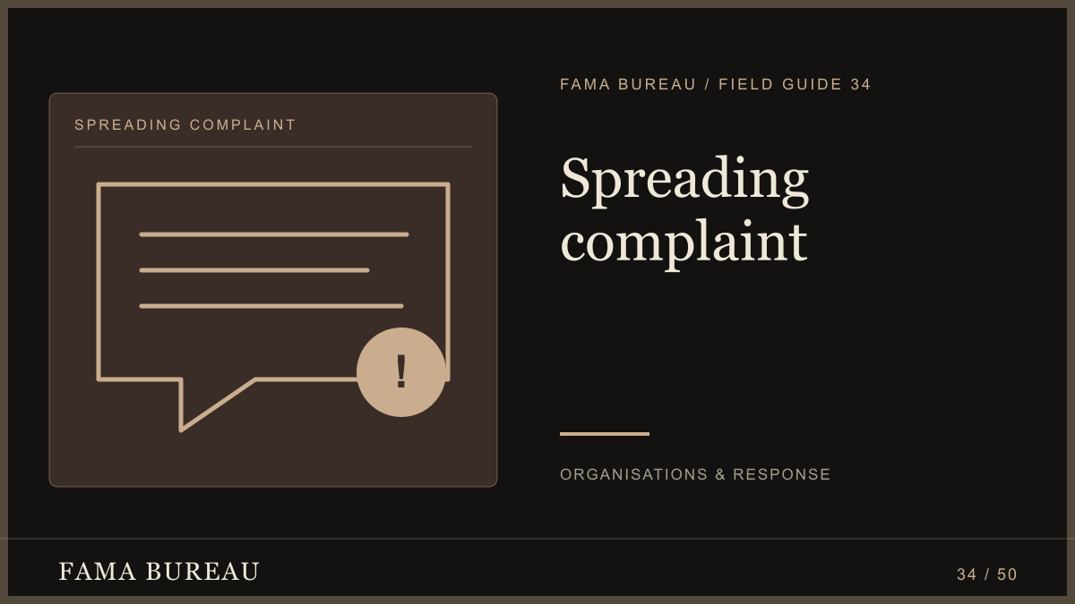 Spreading complaint: Listen, Investigate, Respond