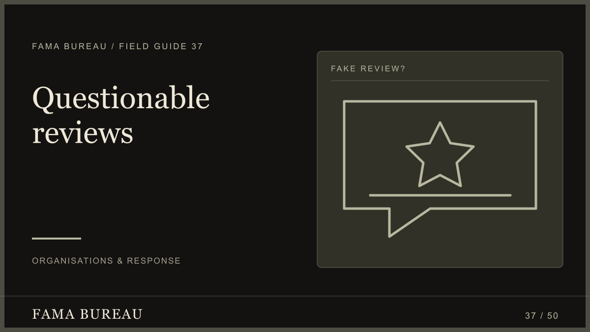 Questionable reviews: Document, Report, Reply carefully