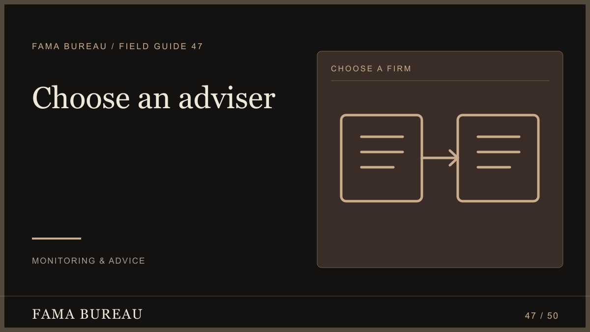 Choose an adviser: Methods, Evidence, Terms