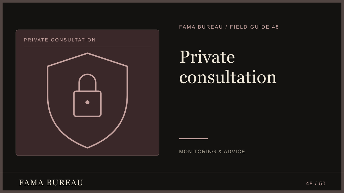 Private consultation: Outline, Assessment, Scope